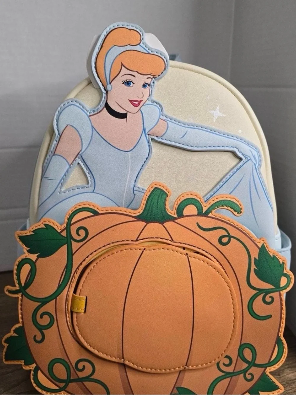 Loungefly Cinderella Pumpkin Mini Backpack - Light Blue, Orange, Green